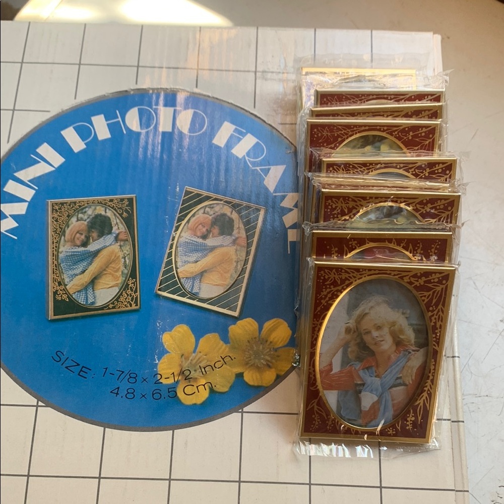 Mini Photo Frame Set with Gold and Red Leaf Design set/10